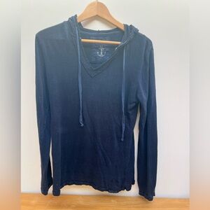 Claudio Milano Navy Blue Long Sleeve Hooded Tee